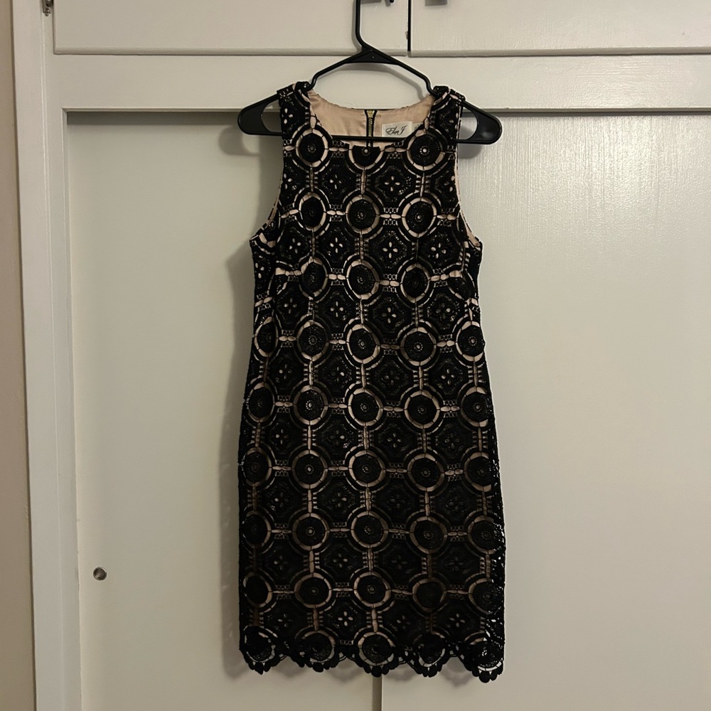 Eliza J Black and Gold Patterned Dress